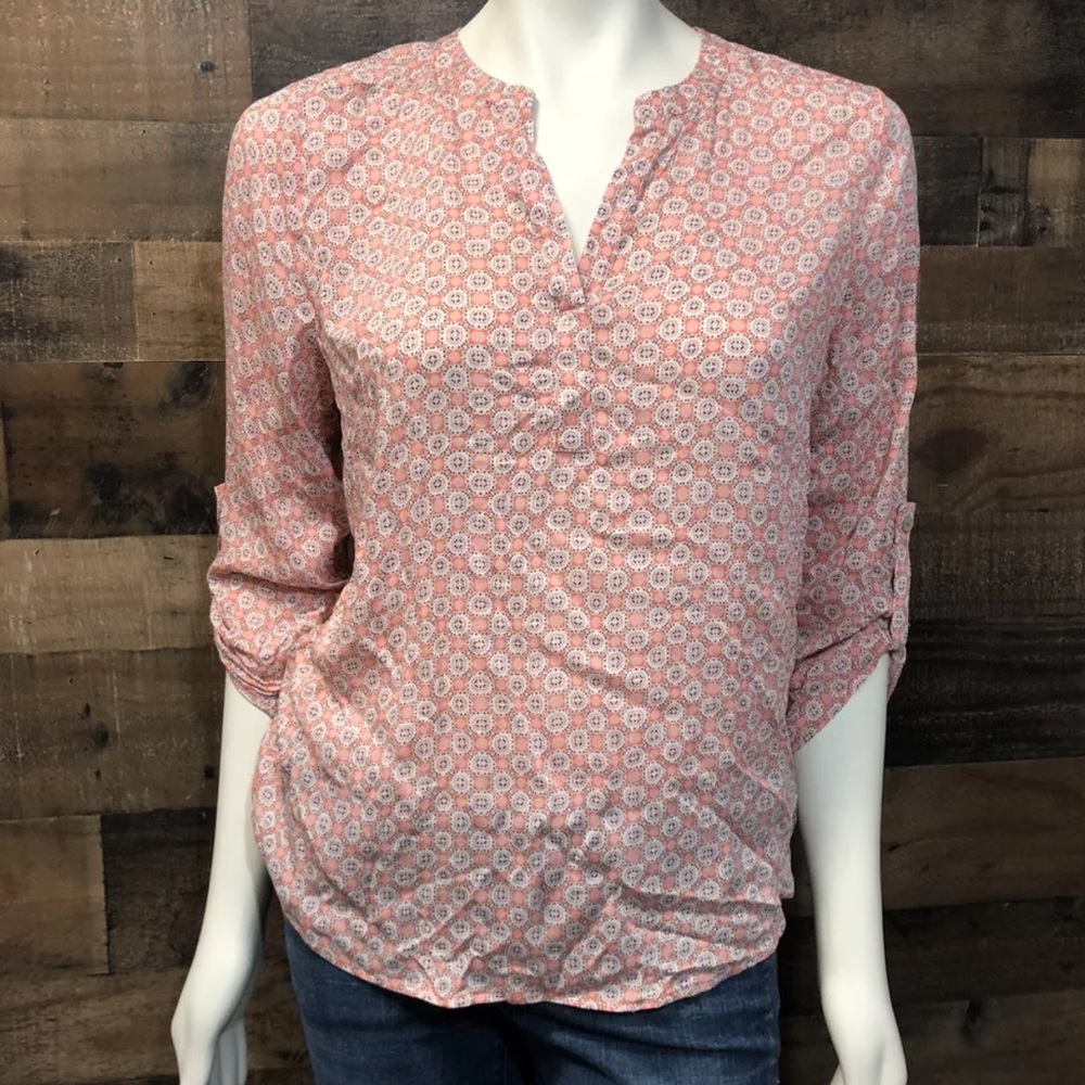 New Stitch Fix Pale Sky Koda Split Neck Top Coral Size Small